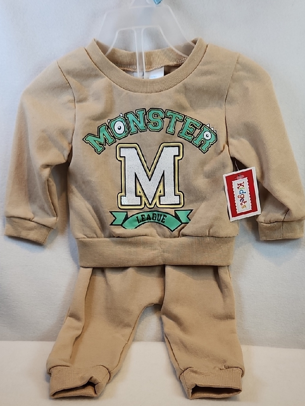 Kidgets Beige Monster 2pc. M Logo Matching Set